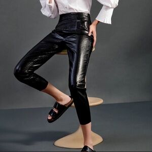 Zara High Waisted Faux Leather Croc Print Pattern Pants NWT Size M
